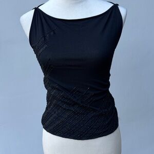 Narciso Rodriguez Vintage Black Embellished/beaded Camisole Top Sz 8 Italian 42